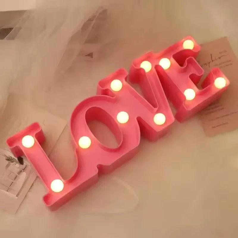 Herz & „Liebe“ LED-Lampe – romantisches Nachtlicht in Rot, Rosa oder Weiß