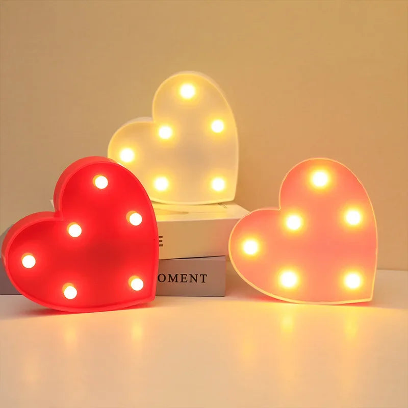 Herz & „Liebe“ LED-Lampe – romantisches Nachtlicht in Rot, Rosa oder Weiß
