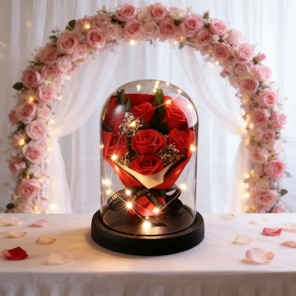 Ewige Rose mit Sternenhimmel-Kuppel – romantische Deko zum Verschenken
