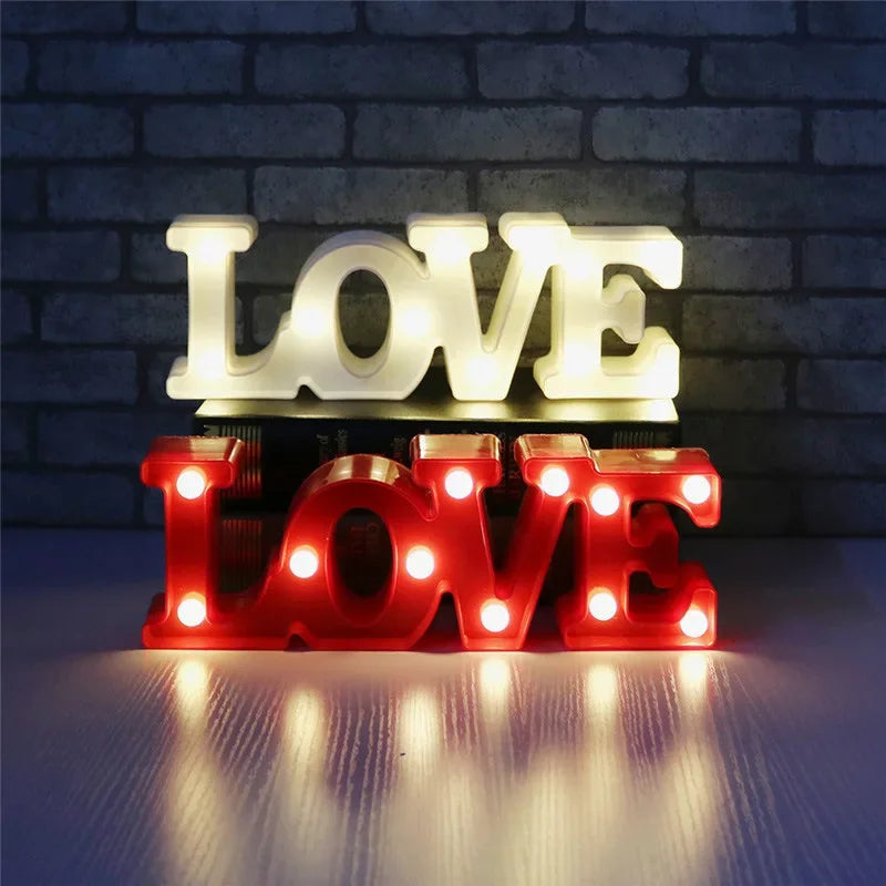 Herz & „Liebe“ LED-Lampe – romantisches Nachtlicht in Rot, Rosa oder Weiß