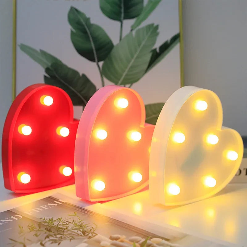 Herz & „Liebe“ LED-Lampe – romantisches Nachtlicht in Rot, Rosa oder Weiß