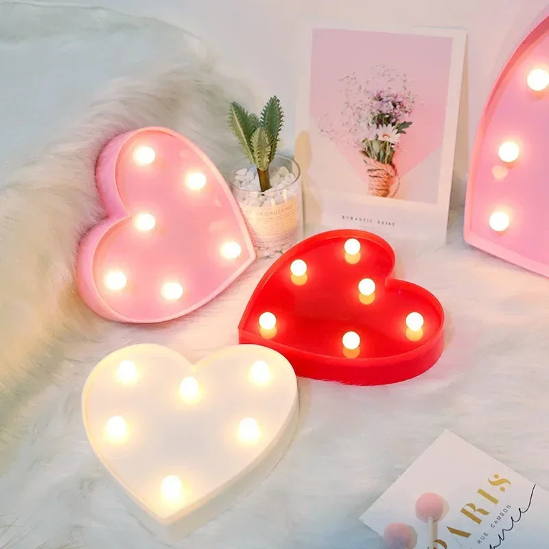 Herz & „Liebe“ LED-Lampe – romantisches Nachtlicht in Rot, Rosa oder Weiß