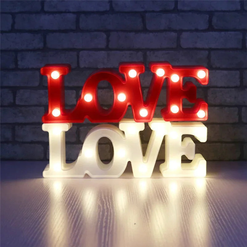 Herz & „Liebe“ LED-Lampe – romantisches Nachtlicht in Rot, Rosa oder Weiß