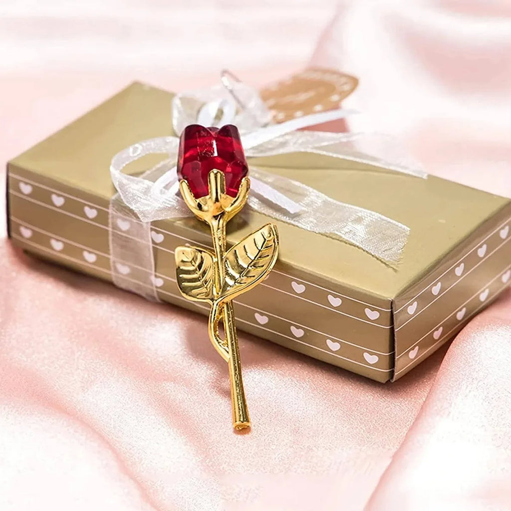 Handgefertigte Kristallrose – funkelnde Glasrose als Geschenk & Tischdeko