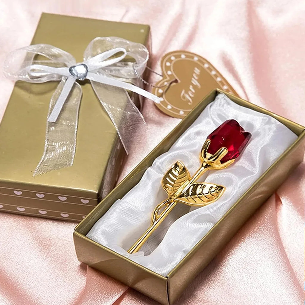 Handgefertigte Kristallrose – funkelnde Glasrose als Geschenk & Tischdeko