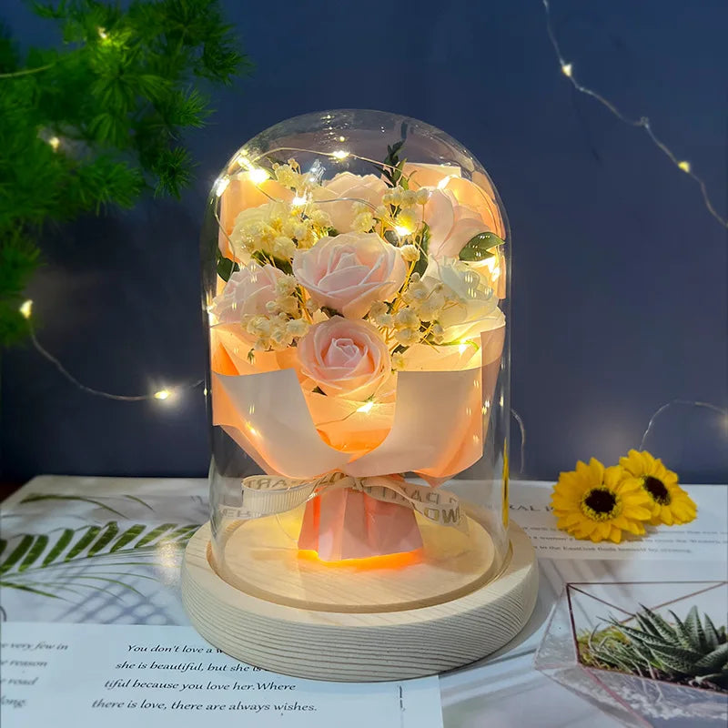 Ewige Rose mit Sternenhimmel-Kuppel – romantische Deko zum Verschenken