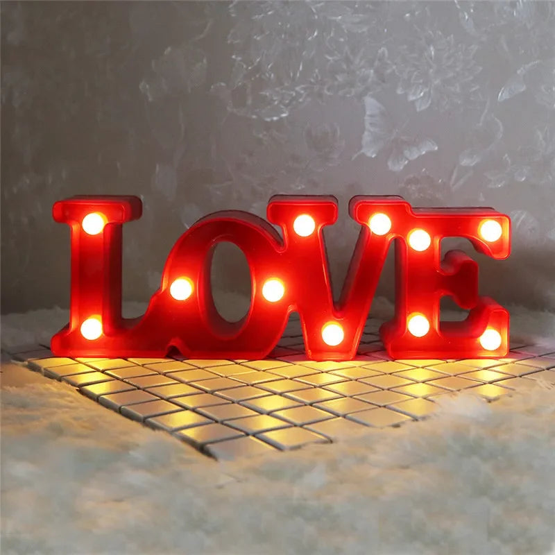 Herz & „Liebe“ LED-Lampe – romantisches Nachtlicht in Rot, Rosa oder Weiß