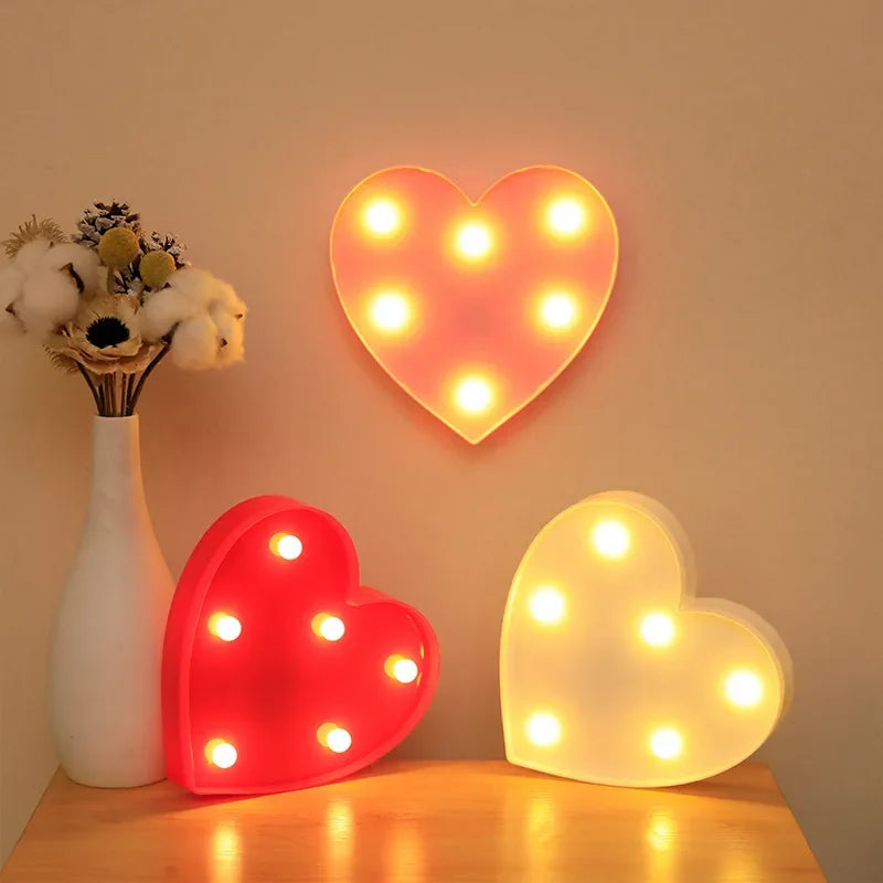 Herz & „Liebe“ LED-Lampe – romantisches Nachtlicht in Rot, Rosa oder Weiß