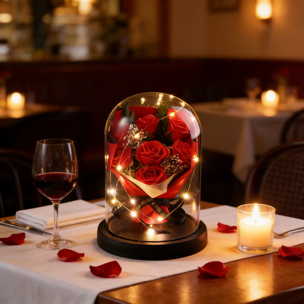 Ewige Rose mit Sternenhimmel-Kuppel – romantische Deko zum Verschenken